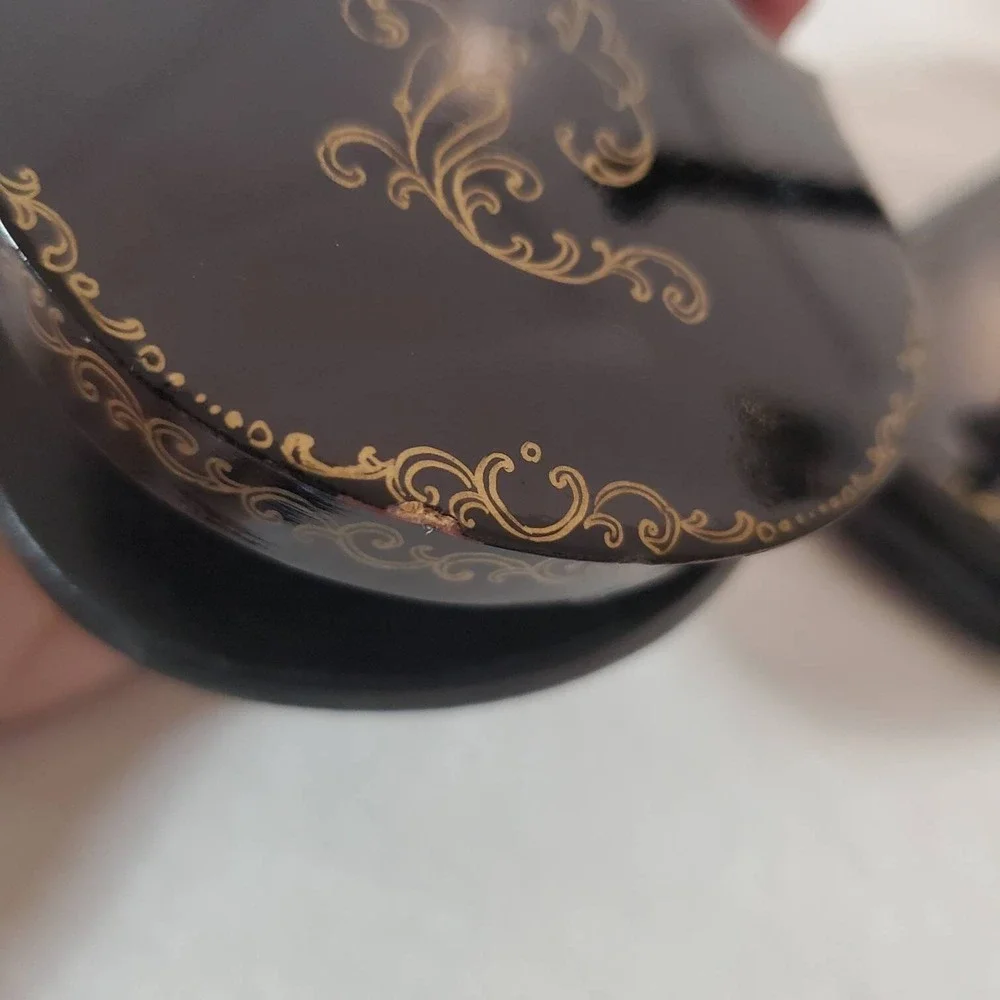 Lacquer Trinket box display Violin Case shaped with Black Poodle hand painted